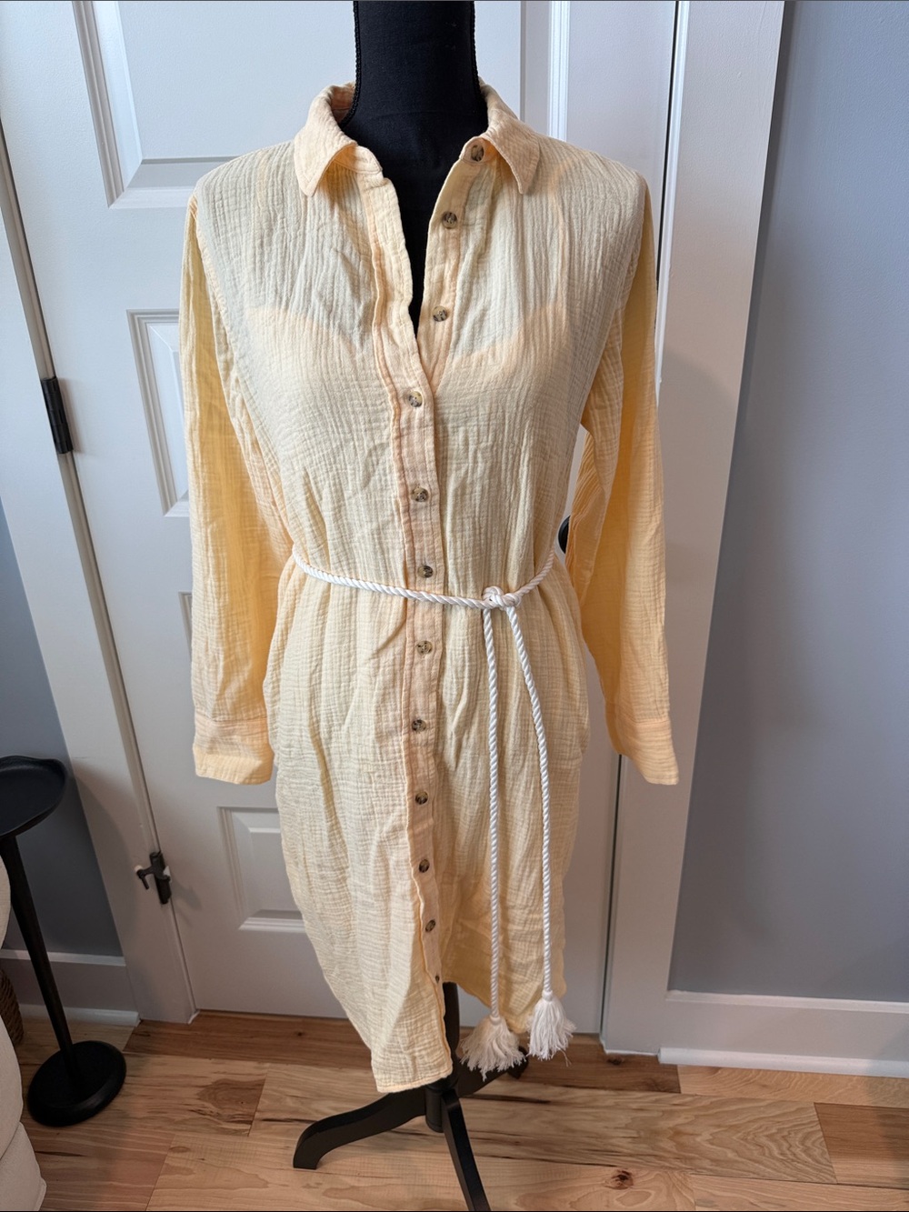 J. Crew Pale Yellow Button-Front Shirt Dress